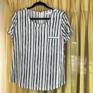 The Workshop Striped Short Sleeve Blouse